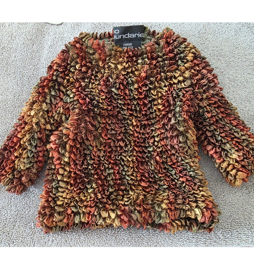 No Boundaries Olive Green Brown Crinkle Texture Top Junior One Size - Picture 4 of 5